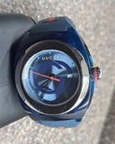  Shop Authentic Gucci Sync XXL Quartz Blue Dial Blue Rubber Strap Watch For Men - YA137104 - Luxxuri