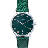  Shop Authentic Gucci G-Timeless Mother of Pearl Green Dial Green Leather Strap Watch For Women - YA1264042 - Luxxuri