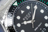  Shop Authentic Gucci Dive Analog Black Dial Silver Steel Strap Watch For Men - YA136208 - Luxxuri