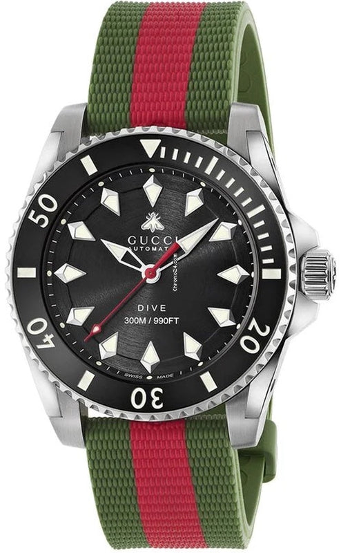  Shop Authentic Gucci Dive Automatic Black Dial Two Tone Rubber Strap Watch for Men - YA136349 - Luxxuri