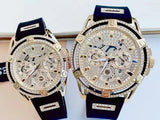  Shop Authentic Guess King Quartz Crystals Gold Dial Black Silicone Strap Watch For Men - GW0537G2 - Luxxuri