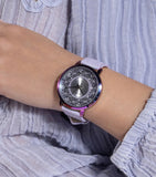  Shop Authentic Guess Dahlia Analog Silver Dial Purple Leather Strap Watch For Women - GW0529L4 - Luxxuri