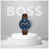  Shop Authentic Hugo Boss Allure Blue Dial Brown Leather Strap Watch for Men - 1513921 - Luxxuri