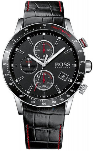  Shop Authentic Hugo Boss Rafale Chronograph Black Dial Black Leather Strap Watch For Men - 1513390 - Luxxuri