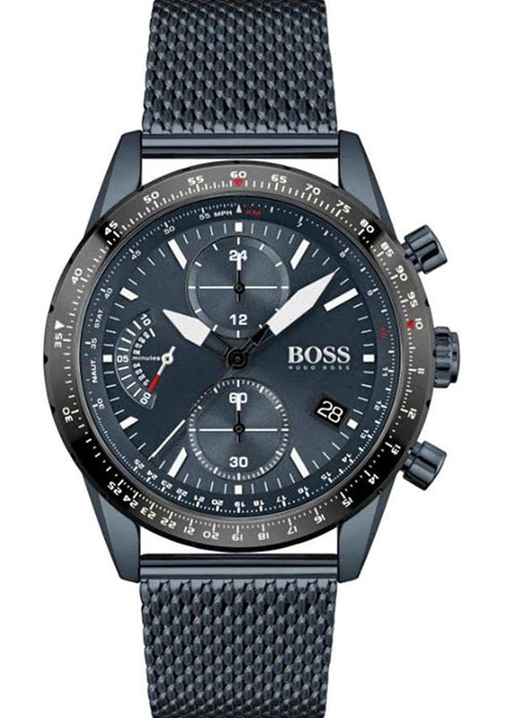  Shop Authentic Hugo Boss Pilot Edition Blue Dial Blue Mesh Bracelet Watch for Men - 1513887 - Luxxuri