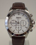  Shop Authentic Hugo Boss Ikon White Dial Brown Leather Strap Watch for Men - 1513175 - Luxxuri
