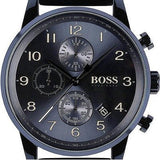  Shop Authentic Hugo Boss Navigator Black Dial Black Leather Strap Watch for Men - 1513497 - Luxxuri