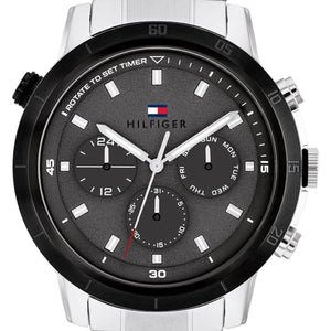  Shop Authentic Tommy Hilfiger Troy Chronograph Grey Dial Silver Steel Strap Watch For Men - 1792106 - Luxxuri