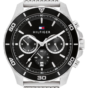  Shop Authentic Tommy Hilfiger Jordan Chronograph Black Dial Silver Mesh Strap Watch For Men - 1792092 - Luxxuri