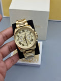  Shop Authentic Michael Kors Brecken Chronograph Gold Dial Gold Steel Strap Watch For Women - MK6366 - Luxxuri