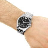  Shop Authentic Emporio Armani Valente Quartz Black Dial Silver Steel Strap Watch For Men - AR11086 - Luxxuri