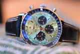  Shop Authentic Breitling Navitimer B01 Chronograph 43 Green Dial Black Leather Strap Watch for Men - AB0138241L1P1 - Luxxuri