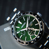  Shop Authentic Seiko Presage Sharp Edged Series GMT Green Dial Silver Steel Strap Watch For Men - SPB219J1 - Luxxuri