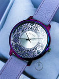  Shop Authentic Guess Dahlia Analog Silver Dial Purple Leather Strap Watch For Women - GW0529L4 - Luxxuri