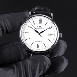  Shop Authentic IWC Portofino Automatic '150 Years' Edition Automatic White Dial Black Leather Strap Watch for Men - IW356519 - Luxxuri