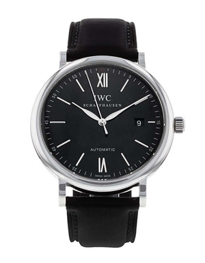  Shop Authentic IWC Portofino Automatic Black Dial Black Leather Strap Watch for Men - IW356502 - Luxxuri