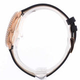  Shop Authentic Swarovski Crystal Frost Black Dial Black Leather Strap Watch for Women - 5484058 - Luxxuri