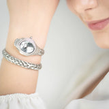 Just Cavalli Twined Mother of Pearl Dial Silver Steel Strap Watch for Women - JC1L305M0015