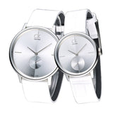  Shop Authentic Calvin Klein Accent Silver Dial White Leather Strap Watch for Women - K2Y211K6 - Luxxuri