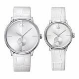  Shop Authentic Calvin Klein Accent Silver Dial White Leather Strap Watch for Women - K2Y211K6 - Luxxuri