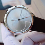  Shop Authentic Calvin Klein Minimal Silver Dial Brown Leather Strap Watch for Men - K3M211G6 - Luxxuri