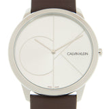  Shop Authentic Calvin Klein Minimal Silver Dial Brown Leather Strap Watch for Men - K3M211G6 - Luxxuri