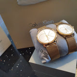  Shop Authentic Calvin Klein Minimal Silver Dial Gold Mesh Bracelet Watch for Women - K3M22526 - Luxxuri
