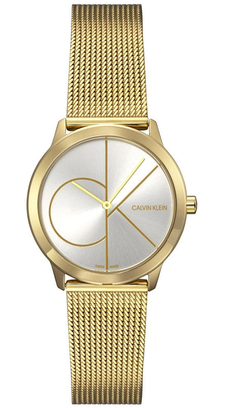 Shop Authentic Calvin Klein Minimal Silver Dial Gold Mesh Bracelet Watch for Women - K3M22526 - Luxxuri