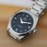  Shop Authentic Omega Seamaster Aqua Terra Quartz Diamond Black Dial Silver Steel Strap Watch for Women - 220.10.28.60.51.001 - Luxxuri
