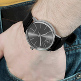  Shop Authentic Calvin Klein Post Minimal Black Dial Black Leather Strap Watch for Men - K7621401 - Luxxuri