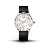  Shop Authentic Calvin Klein Post Minimal Silver Dial Black Leather Strap Watch for Men - K7622185 - Luxxuri