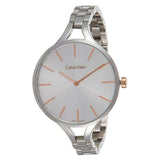  Shop Authentic Calvin Klein Graphic Silver Dial Silver Steel Strap Watch for Women - K7E23B46 - Luxxuri