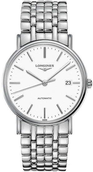 Longines Presence Automatic White Dial Silver Steel Strap Watch for Men - L4.921.4.12.6