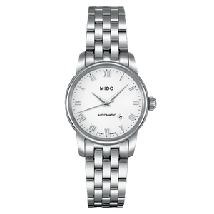  Shop Authentic Mido Baroncelli III Automatic White Dial Silver Steel Strap Watch For Women - M7600.4.26.1 - Luxxuri