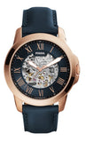  Shop Authentic Fossil Grant Automatic Skeleton Blue Dial Blue Leather Strap Watch for Men - ME3102 - Luxxuri