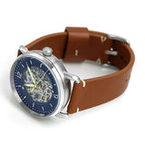  Shop Authentic Fossil Commuter Automatic Skeleton Blue Dial Brown Leather Strap Watch for Men - ME3159 - Luxxuri