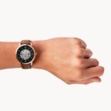  Shop Authentic Fossil Neutra Automatic Skeleton Black Dial Brown Leather Strap Watch for Men - ME3195 - Luxxuri