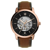  Shop Authentic Fossil Neutra Automatic Skeleton Black Dial Brown Leather Strap Watch for Men - ME3195 - Luxxuri