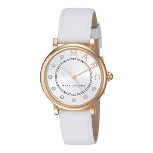  Shop Authentic Marc Jacobs Roxy Silver Dial White Leather Strap Watch for Women - MJ1634 - Luxxuri