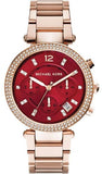  Shop Authentic Michael Kors Parker Chronograph Red Dial Rose Gold Steel Strap Watch For Women - MK6106 - Luxxuri