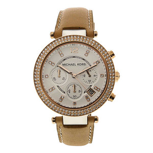  Shop Authentic Michael Kors Parker Chronograph White Dial Tan Leather Strap Watch for Women - MK5633 - Luxxuri