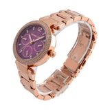  Shop Authentic Michael Kors Mini Parker Multi-Function Plum Mother of Pearl Dial Rose Gold Steel Strap Watch For Women - MK6403 - Luxxuri