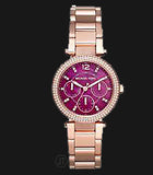  Shop Authentic Michael Kors Mini Parker Multi-Function Plum Mother of Pearl Dial Rose Gold Steel Strap Watch For Women - MK6403 - Luxxuri