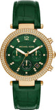  Shop Authentic Michael Kors Parker Chronograph Green Dial Green Leather Strap Watch For Women - MK6985 - Luxxuri
