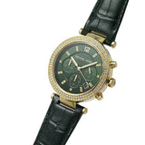  Shop Authentic Michael Kors Parker Chronograph Green Dial Green Leather Strap Watch For Women - MK6985 - Luxxuri