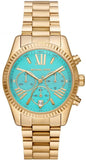  Shop Authentic Michael Kors Lexington Chronograph Blue Dial Gold Steel Strap Watch For Women - MK7216 - Luxxuri