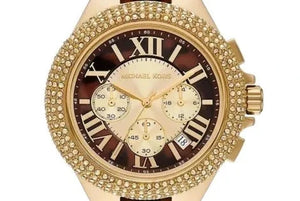  Shop Authentic Michael Kors Camille Chronograph Brown Dial Two Tone Steel Strap Watch For Women - MK7269 - Luxxuri