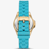  Shop Authentic Michael Kors Mini Pilot Quartz Gold Dial Blue Silicone Strap Watch For Women - MK7374 - Luxxuri