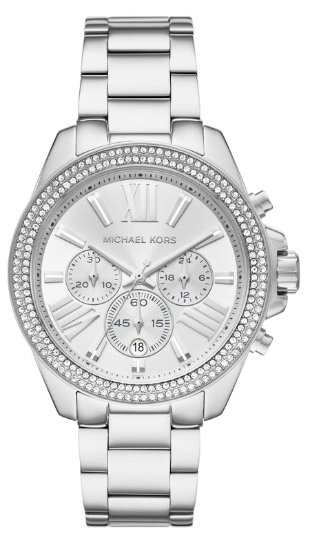  Shop Authentic Michael Kors Wren Chronograph Silver Dial Silver Steel Strap Watch for Women - MK7429 - Luxxuri