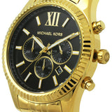  Shop Authentic Michael Kors Lexington Chronograph Black Dial Gold Steel Strap Watch for Men - MK8286 - Luxxuri